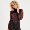 Blouse col montant smocké noir femme