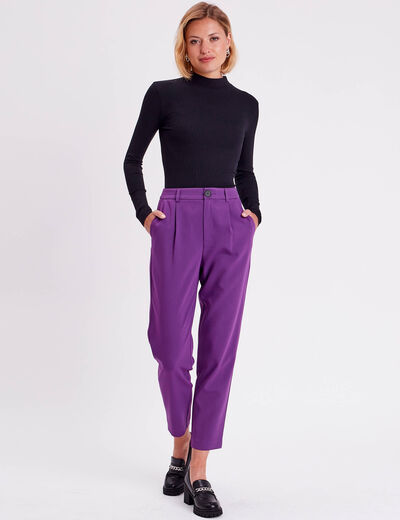 Pantalon city carotte violet foncé femme