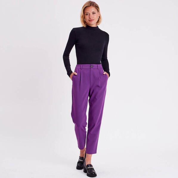 pantalon city carotte violet fonce femme Pantalon city carotte violet foncé femme