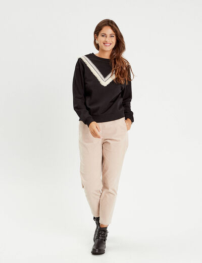 Sweat avec franges noir femme