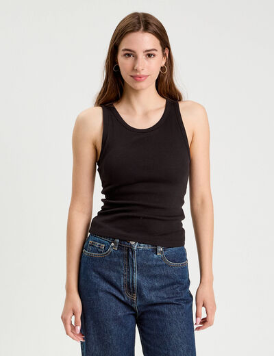 D&eacute;bardeur c&ocirc;tel&eacute; avec brassi&egrave;re int&eacute;gr&eacute;e noir femme
