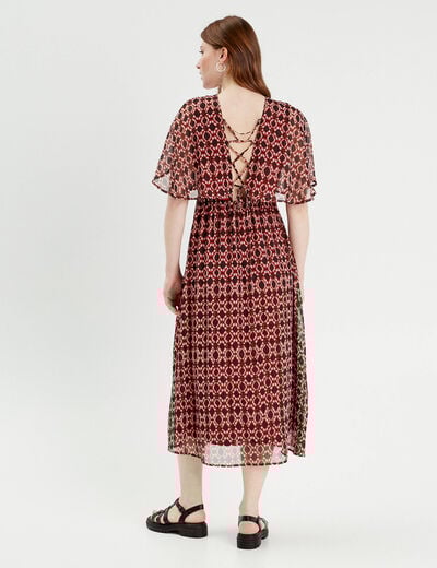 Robe longue empire dos ouvert rouge femme
