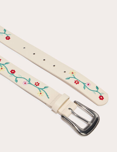 Ceinture brod&eacute;e blanc femme
