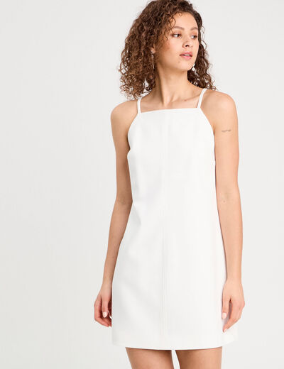 Robe droite bretelles fines blanc femme