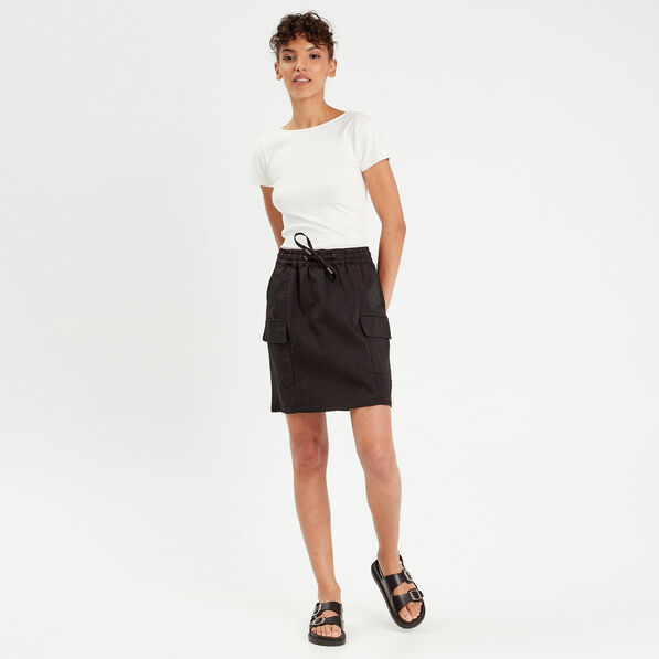 jupe cargo taille a coulisse noir femme Jupe cargo taille à coulisse noir femme