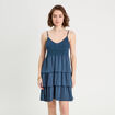 Robe évasée bretelles bleu gris femme