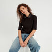 T-shirt col bijoux noir femme