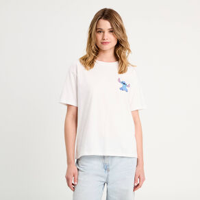 T-shirt oversize Stitch blanc femme