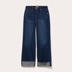 Jeans droit &agrave; revers denim stone femme