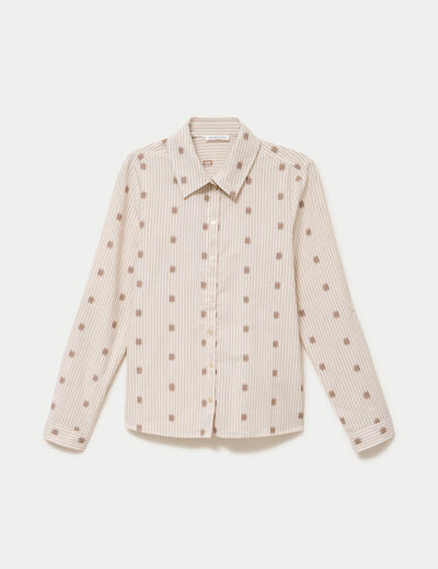 Chemise droite manches longues sable femme
