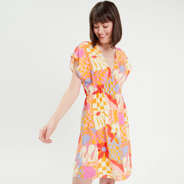 robe evasee dos lacage orange femme Robe évasée dos laçage orange femme