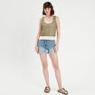 Débardeur 2-en-1 crochet vert kaki femme