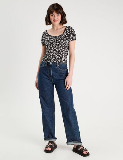 Blouse manches courtes noir femme