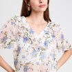 Blouse droite courte col V blanc femme