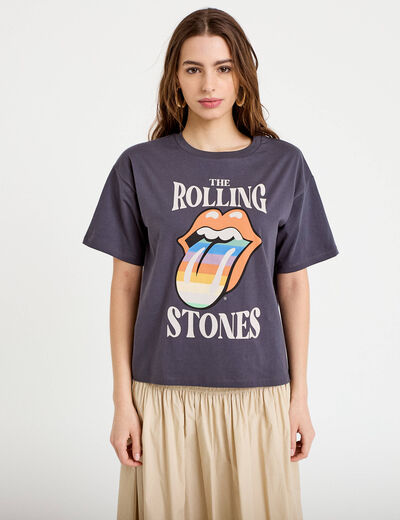 T-shirt oversize manches courtes gris fonc&eacute; femme