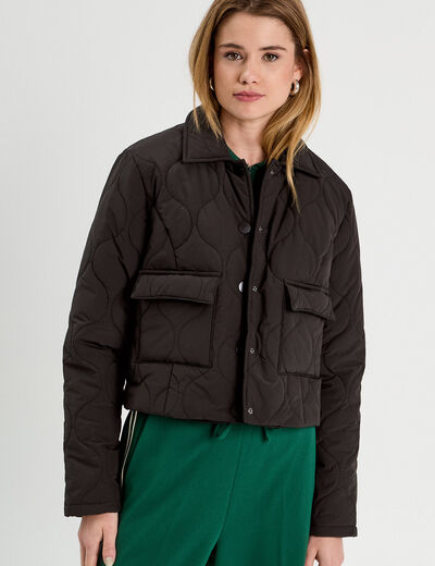 Veste matelassée courte noir femme