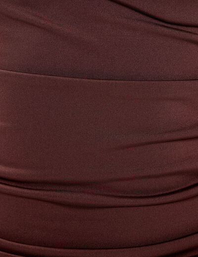 T-shirt ajust&eacute; manches longues marron fonc&eacute; femme