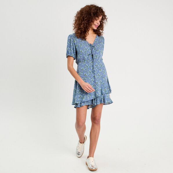 Combishort avec volants bleu foncé femme