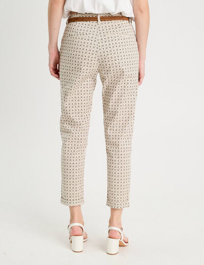 Pantalon chino slim 7/8ème blanc femme