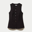 Gilet ajust&eacute; sans manches col rond noir femme