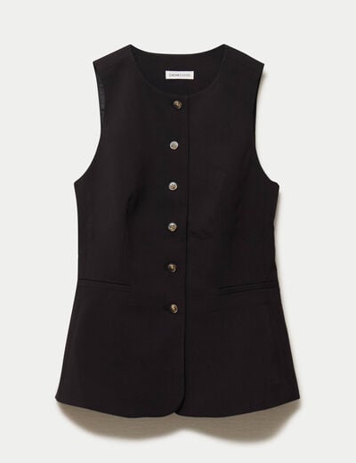 Gilet ajust&eacute; sans manches col rond noir femme