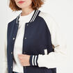 Veste boutonnée col teddy bleu marine femme