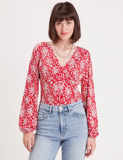 T-shirt manches longues rouge femme