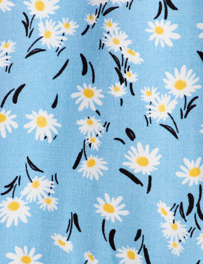 Robe évasée manches courtes bleu femme