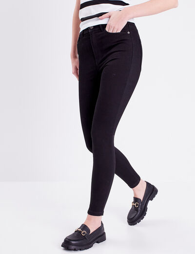 Jeans skinny taille haute denim noir femme