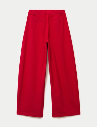 Pantalon barrel taille standard rouge femme
