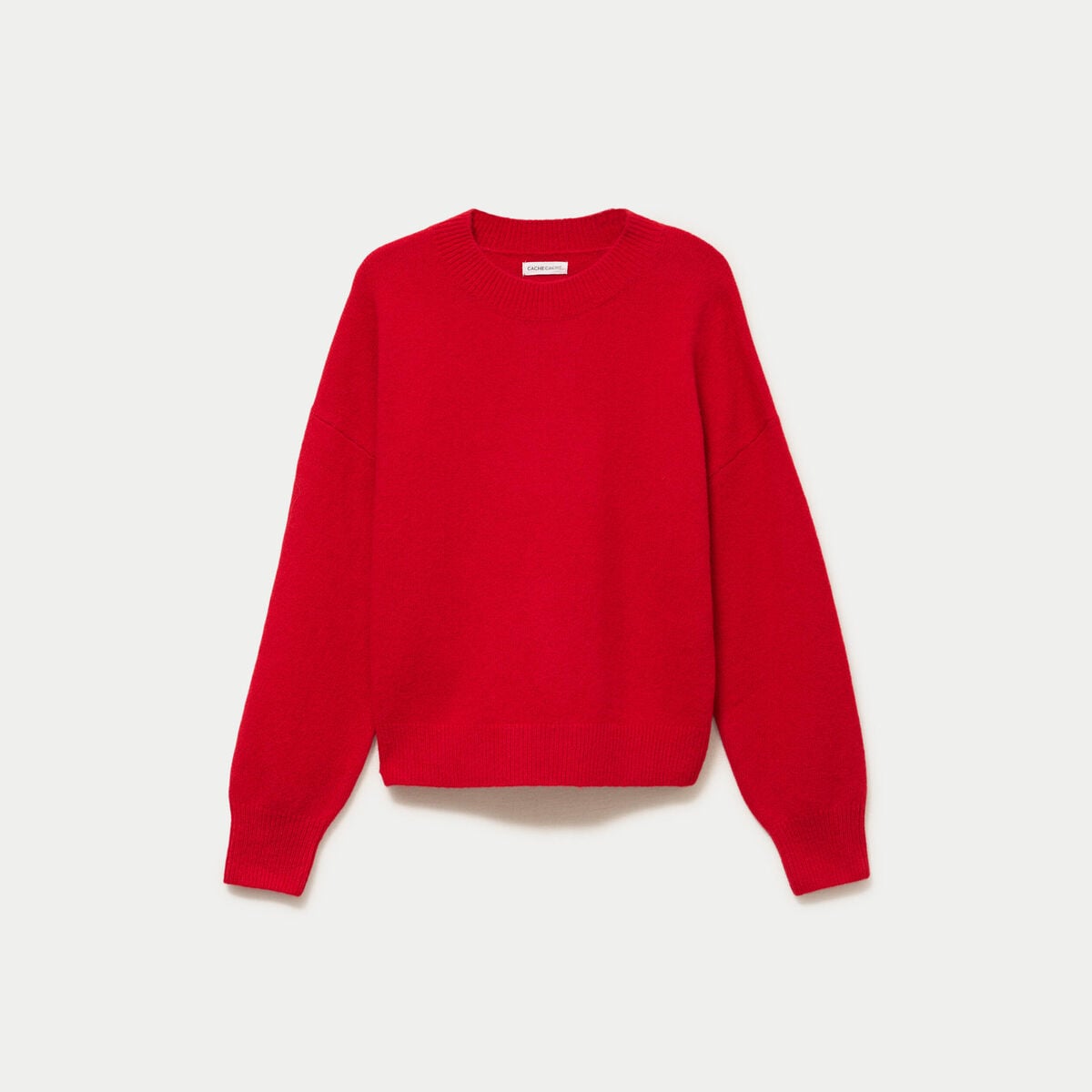 Pull col rond rouge femme