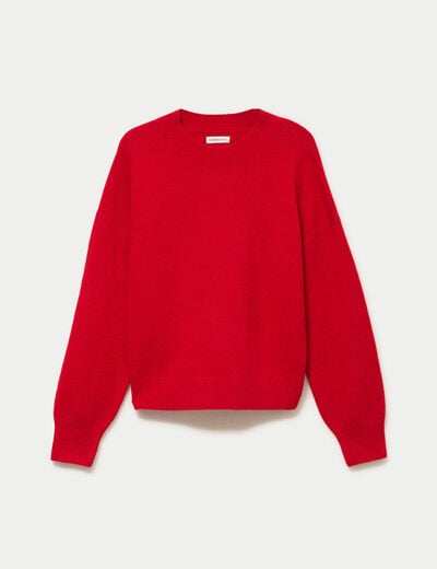 Pull col rond rouge femme