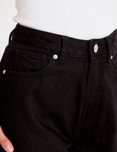 Jean wide leg taille haute Petite denim noir femme