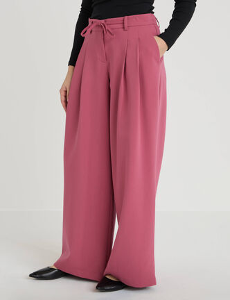 Pantalon large fluide vieux rose femme
