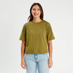T-shirt manches courtes vert olive femme