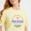 T-shirt col rond manches courtes jaune pastel femme