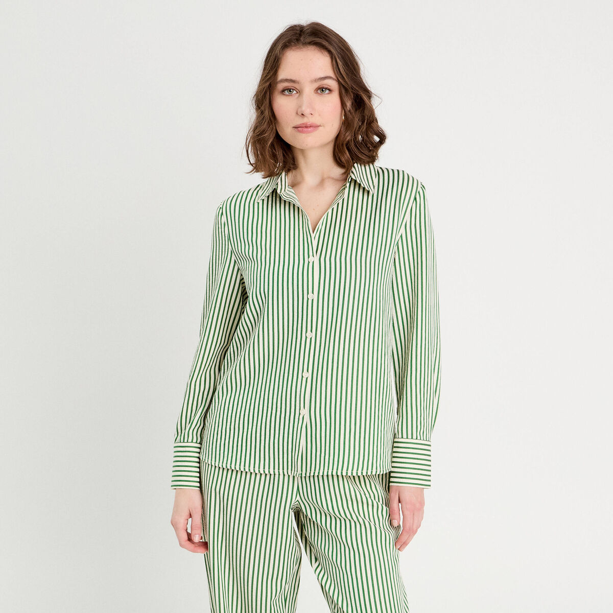 Chemise manches longues vert fluo femme