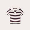 Pull manches courtes col polo blanc femme