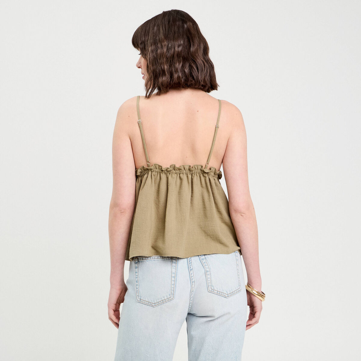 Caraco bretelles fines vert kaki femme