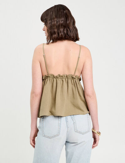 Caraco bretelles fines vert kaki femme