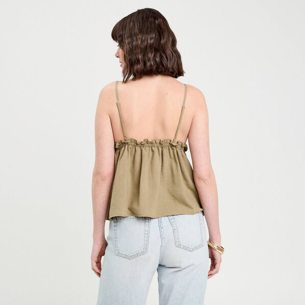 Caraco bretelles fines vert kaki femme