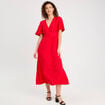 Robe longue évasée rouge femme