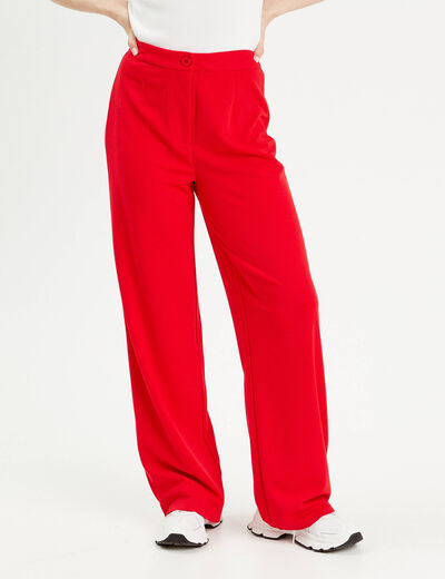 Pantalon large rouge femme