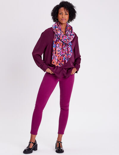 Chemise manches longues prune femme
