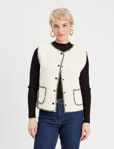 Gilet sans manches ecru femme