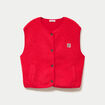 Gilet sans manches fausse fourrure rouge femme