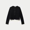 Veste tweed droite cropped col rond noir femme