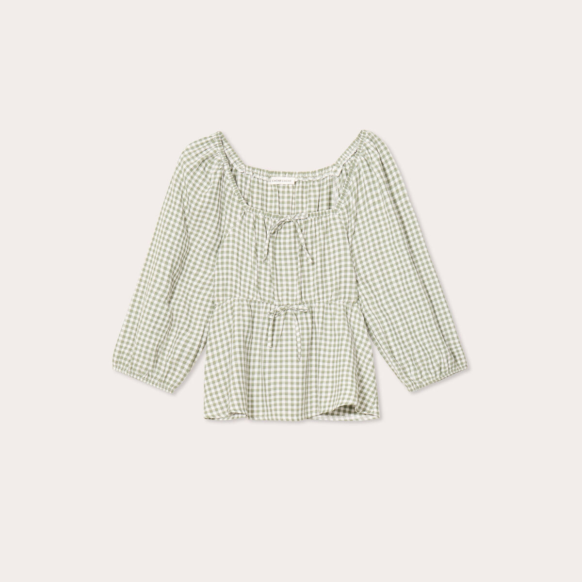 Blouse manches 3/4 vert kaki femme
