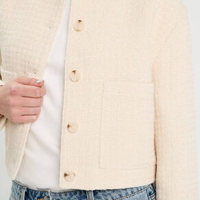 Veste boutonnée tweed beige femme