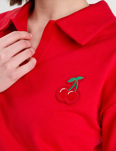 Polo avec patch brodé rouge femme